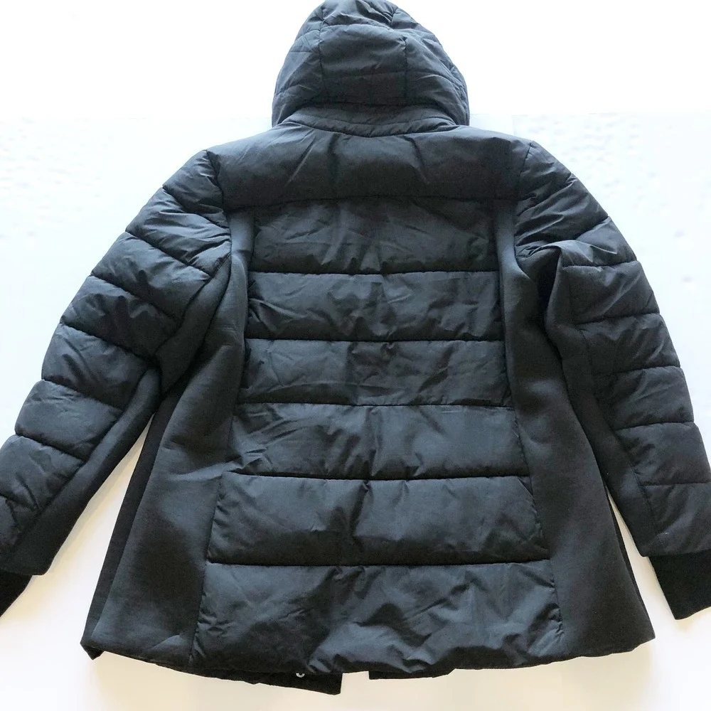 Michael Kors Coat Womens 1X Black Quilted Puffer Hooded Plus Size Winter Jacket